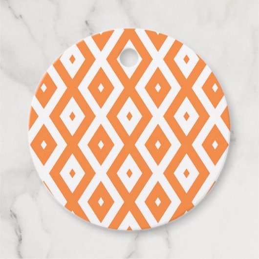 Étiquettes Cadeau Motif diamant orange et blanc (Devant)