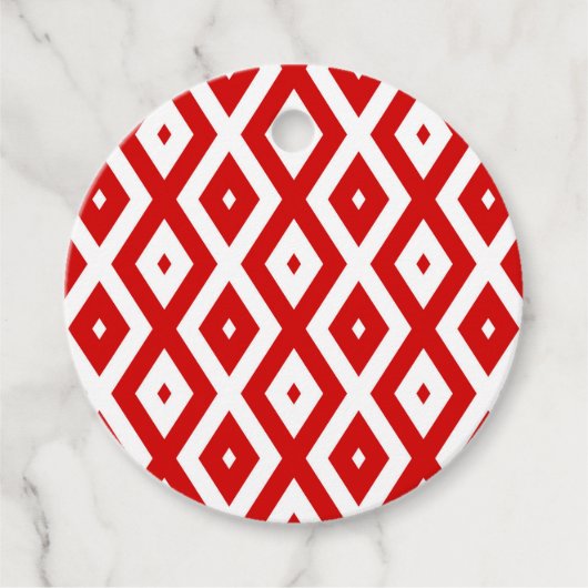 Étiquettes Cadeau Motif diamant rouge et blanc (Devant)