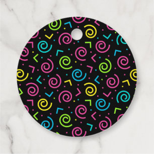 Étiquettes Cadeau motif Doodle Noir et Néon des années 80/90