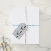 Étiquettes-cadeau motif doré en bleu (Avec de laficelle)