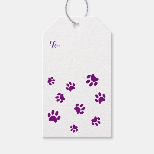 Étiquettes-cadeau Motif Empreinte de patte pourpre (Devant)