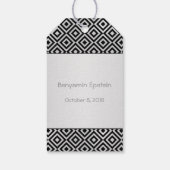 Étiquettes-cadeau Motif en diamant noir en argent Bar Mitzvah tag ca (Dos)