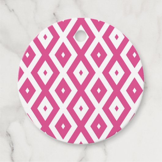 Étiquettes Cadeau Motif en diamant rose et blanc (Devant)