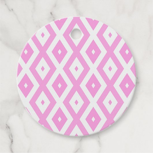 Étiquettes Cadeau Motif en diamant rose et blanc (Devant)