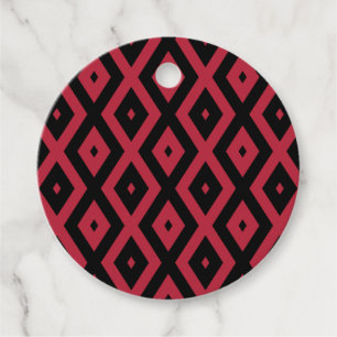 Étiquettes Cadeau Motif en diamant rouge et noir