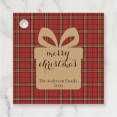 Étiquettes Cadeau Motif festif de Noël à carreaux rouges (Devant)