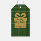 Étiquettes-cadeau Motif festif de Noël à carreaux verts - (Devant)
