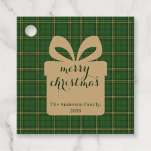 Étiquettes Cadeau Motif festif de Noël à carreaux verts -