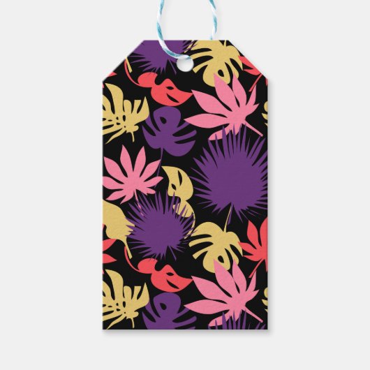 Étiquettes-cadeau Motif feuille tropical sans couture (Devant)