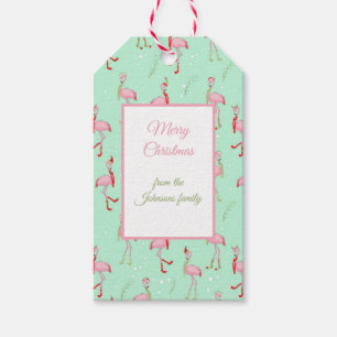 Étiquettes-cadeau Motif Flamingo rose pâle de Noël