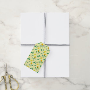 Étiquettes-cadeau Motif floral avec rose jaune et fleurs de tulipe
