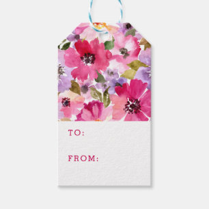 Étiquettes-cadeau Motif floral d'aquarelle d'été