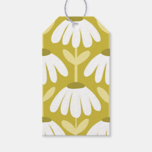 Étiquettes-cadeau Motif floral de marguerites vintage vert olive/mou