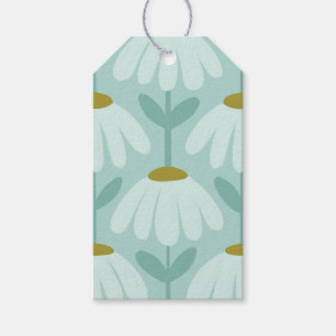 Étiquettes-cadeau Motif floral vintage marguerites bleu sarcelle et