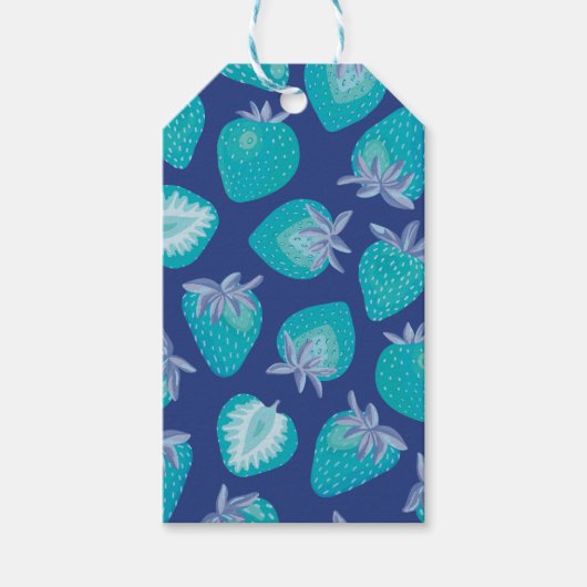 Étiquettes-cadeau Motif fraise bleue (Devant)