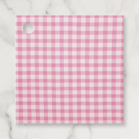 Étiquettes Cadeau Motif Gingham Rose Bébé (Devant)