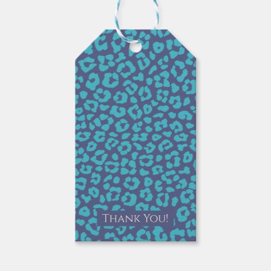 Étiquettes-cadeau Motif léopard-bleu (Devant)