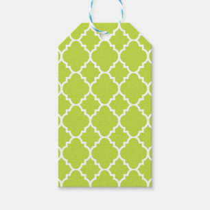Étiquettes-cadeau Motif marocain de Quatrefoil de vert de chaux