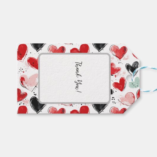 Étiquettes-cadeau motif mignon avec coeur peint aquarelle (Devant (Horizontal))