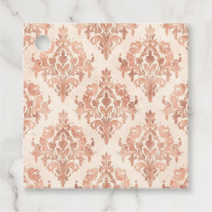 Étiquettes Cadeau Motif ornemental aquarelle damassé pêche chaud