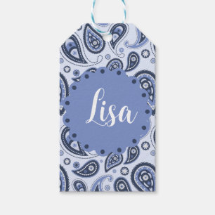 Étiquettes-cadeau Motif Paisley Bleu