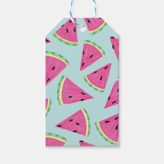 Étiquettes-cadeau Motif pastèque tropicale (Devant)