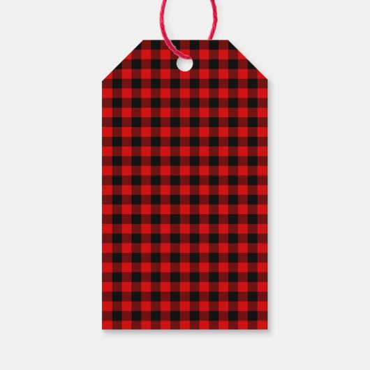 Étiquettes-cadeau Motif Plaid de bison rouge personnalisé (Dos)