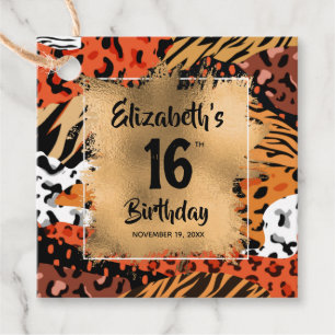 Étiquettes Cadeau Motif poster de animal 16e anniversaire Personnali