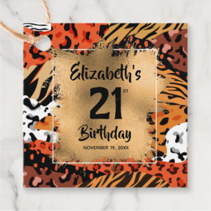 Étiquettes Cadeau Motif poster de animal 21e anniversaire Personnali