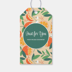 Étiquettes-cadeau Motif rétro de fruits d'agrumes orange