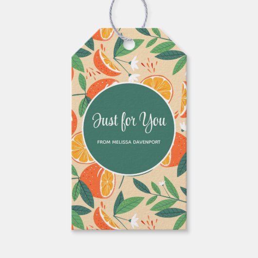 Étiquettes-cadeau Motif rétro de fruits d'agrumes orange (Devant)