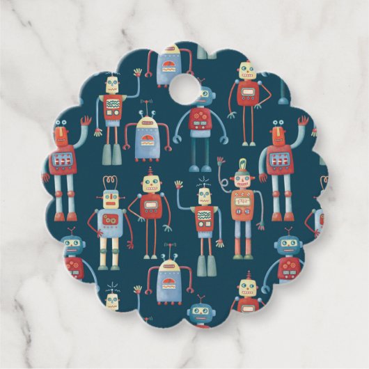 Étiquettes Cadeau Motif robot vintage Retro Fun (Devant)