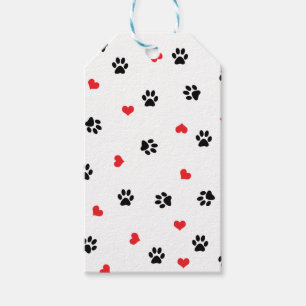 Étiquettes-cadeau Motif rouge de coeur de patte noire claire douce