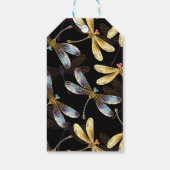 Étiquettes-cadeau Motif sans couture avec libellules d'or (Dos)