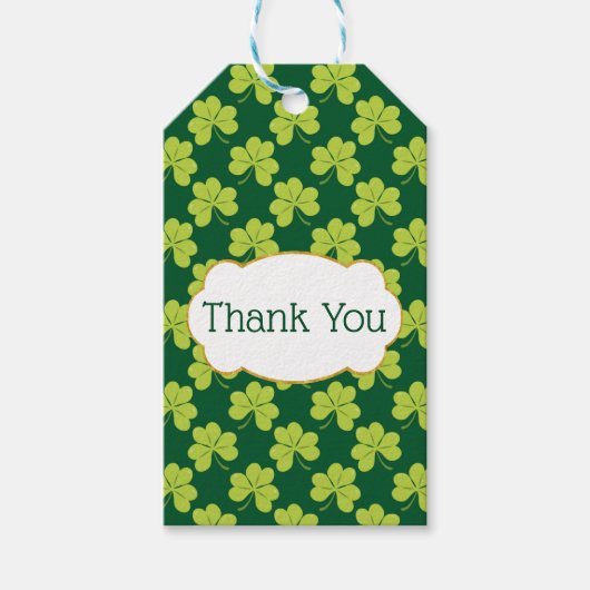 Étiquettes-cadeau Motif  Shamrock de trèfle vert mignon Merci (Devant)