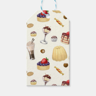 Étiquettes-cadeau Motif sucré avec des desserts variés.