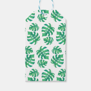 Étiquettes-cadeau Motif tropical avec feuilles monstères
