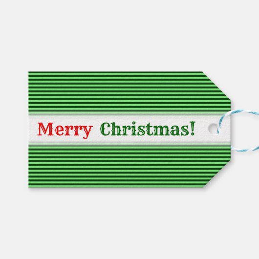 Étiquettes-cadeau Motif vert foncé et vert clair rayures/lignes (Devant (Horizontal))