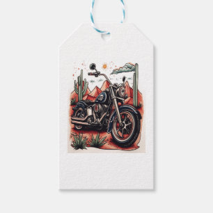 Étiquettes-cadeau Moto dans le désert Cactus Western Set