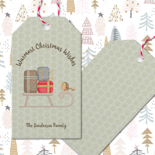 Étiquettes-cadeau Motoneige de Noël nordique personnalisée