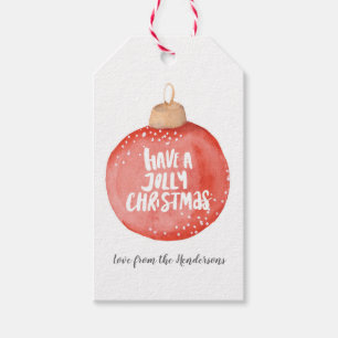 Étiquettes-cadeau Mots-cadeaux de Noël aquarelle Jolly Noël