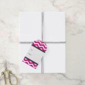 Étiquettes-cadeau Mots-clés cadeaux Hot Pink White Black Chevron (Avec de la ficelle)
