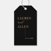 Étiquettes-cadeau Mots-clés cadeaux minimaux en or noir Mariage (Devant)