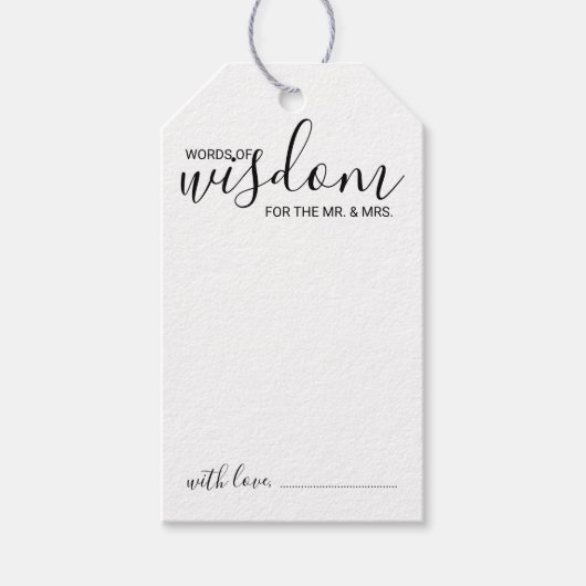 Étiquettes-cadeau Mots-clés Cadeaux Modern Script Mariage Conseils e (Devant)