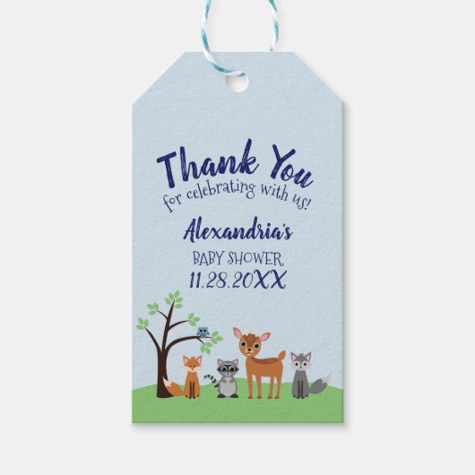 Étiquettes-cadeau Mots clés de la création des bois - Animaux forest (Devant)