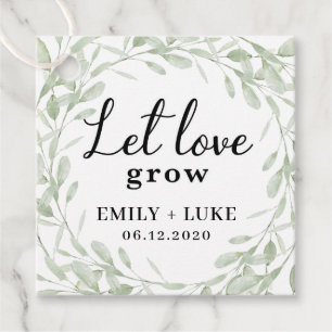 Étiquettes Cadeau Mots-clés Favor de mariage, Plante Favor, Laisser 