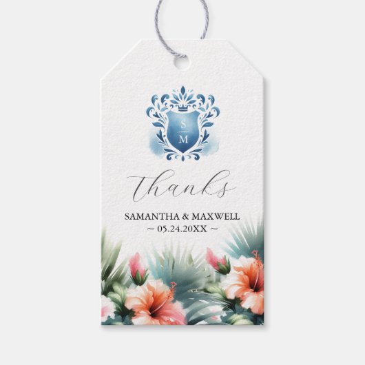 Étiquettes-cadeau Mots clés Favor Mariage Aquarelle Fleurs (Devant)