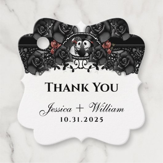 Étiquettes Cadeau Mots clés Favoriser le Merci Mariage Halloween (Devant)