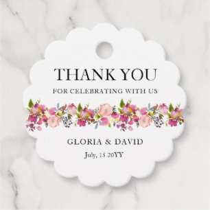 Étiquettes Cadeau Mots clés Favour mariage rose floral
