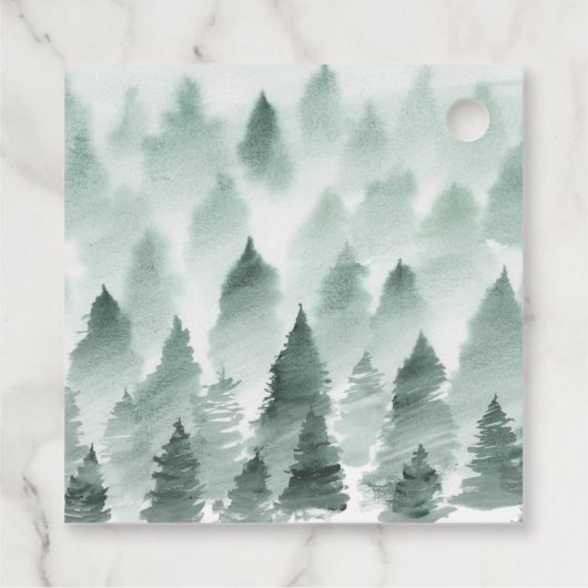 Étiquettes Cadeau Mots clés Merci Vert et Gold Mountain Favoriser (Dos)